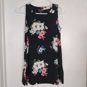 J. Jill Wearever Collection Black Floral Sleeveless Blouse Top Women's XS